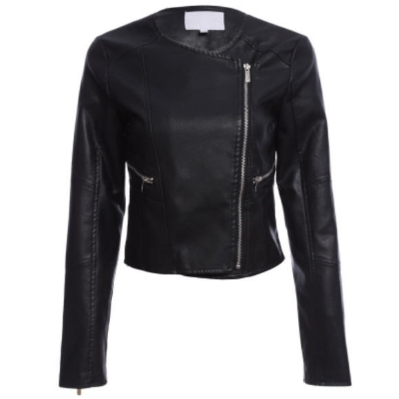 MarieBella Jackets & Blazers - Faux Leather Biker Moto Jacket in Black